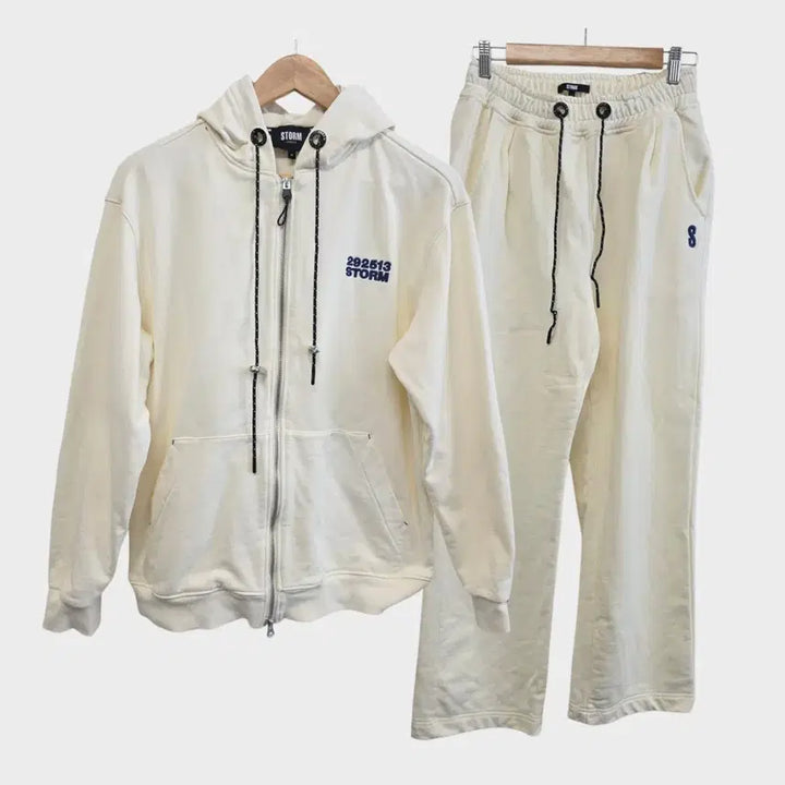 [BUNJANG] STORM LONDON Unisex Ivory Hooded Zip-Up Training Set - Size M / 스톰런던  공용 세트 M  상태최상 아이보리 후드집업 트레이닝