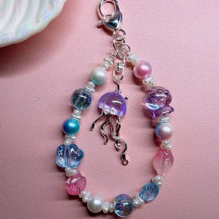 [BUNJANG] Pearl Jellyfish Beaded Keychain / 비즈키링 진주 해파리키링