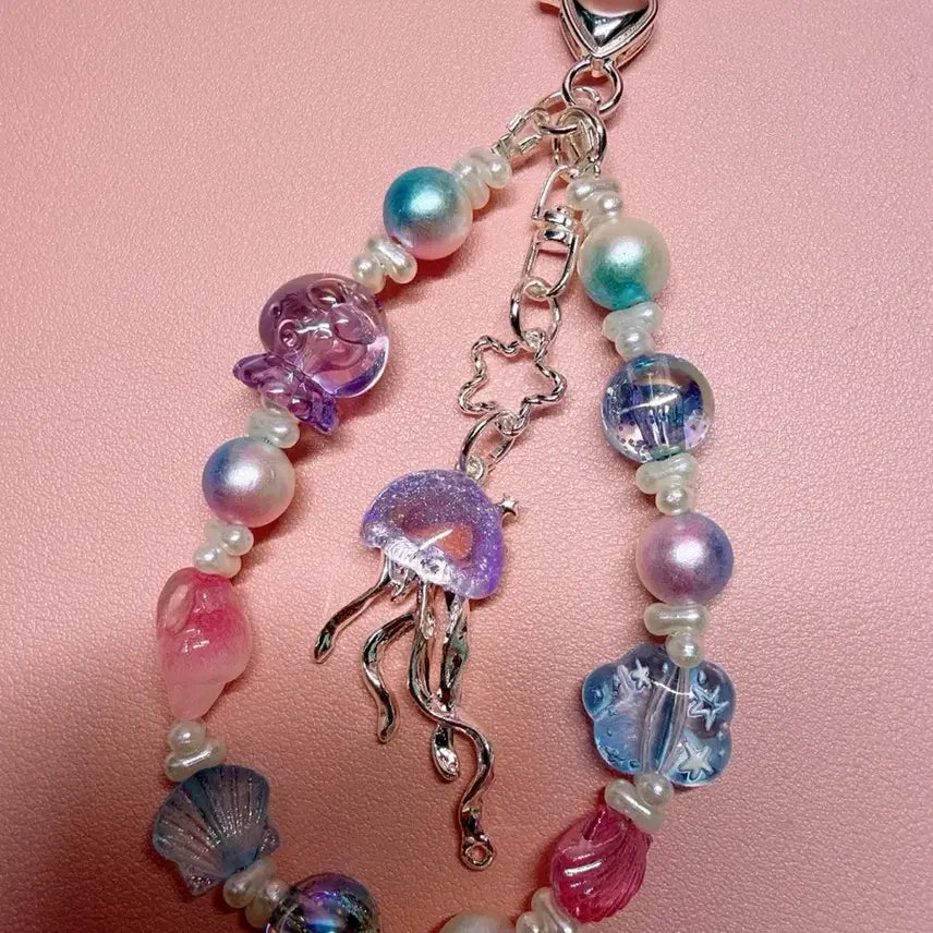[BUNJANG] Pearl Jellyfish Beaded Keychain / 비즈키링 진주 해파리키링