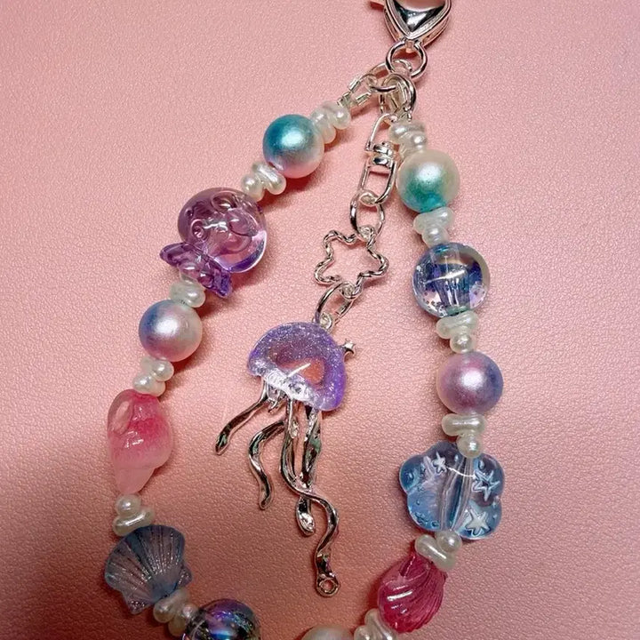 [BUNJANG] Pearl Jellyfish Beaded Keychain / 비즈키링 진주 해파리키링
