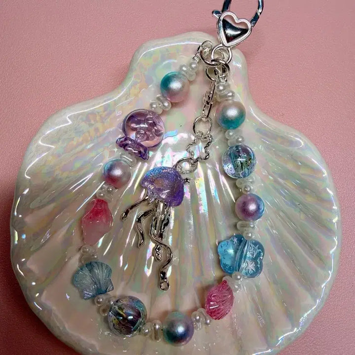 [BUNJANG] Pearl Jellyfish Beaded Keychain / 비즈키링 진주 해파리키링