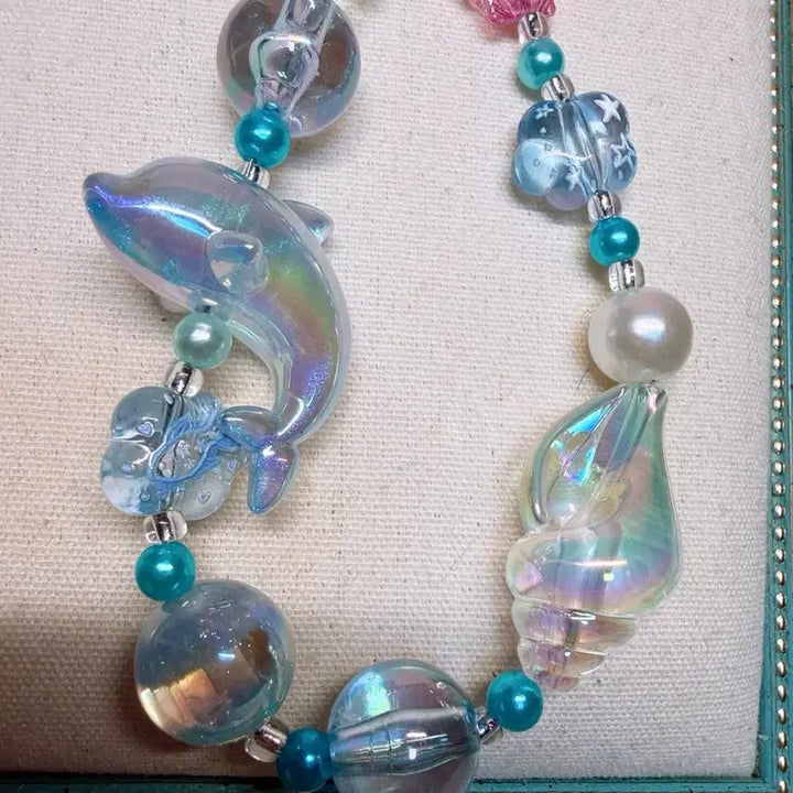 [BUNJANG] Beads Dolphin Charm Keychain / 비즈키링 바다키링 돌고래키링