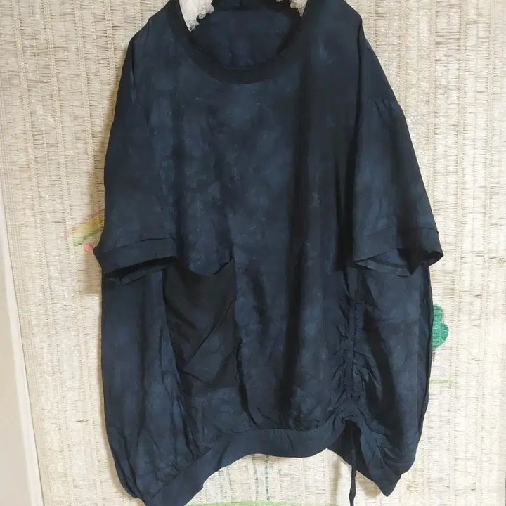 [BUNJANG] In-yeon Navy Shirring Point Blouse (Plus Size) / 새제품)인견 네이비 셔링 포인트 빅사이즈