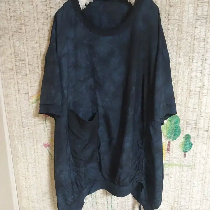 [BUNJANG] In-yeon Navy Shirring Point Blouse (Plus Size) / 새제품)인견 네이비 셔링 포인트 빅사이즈