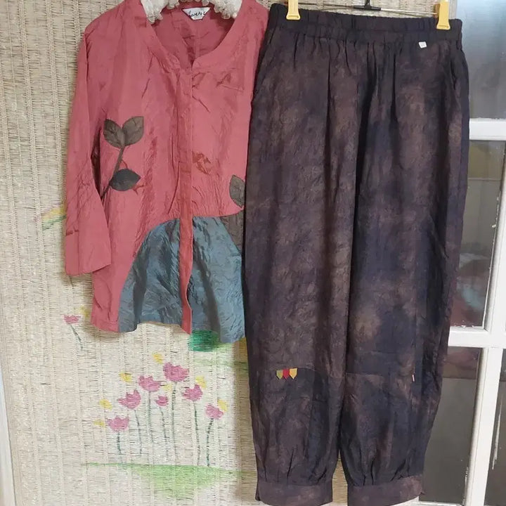 [BUNJANG] 100% Korean Rayon Two-Piece Set (Top + Pants) / 국산 인견100 투피스 상의 + 바지 세트