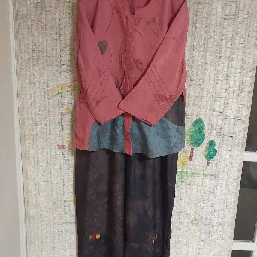 [BUNJANG] 100% Korean Rayon Two-Piece Set (Top + Pants) / 국산 인견100 투피스 상의 + 바지 세트