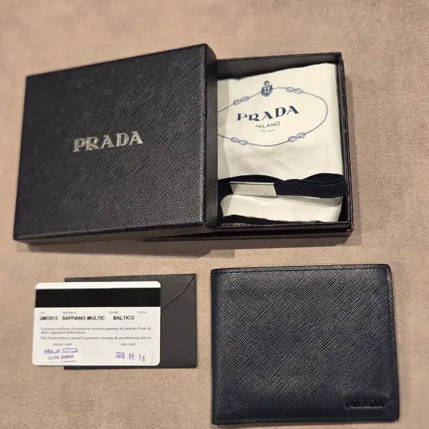 [BUNJANG] Prada Saffiano Multicolor Bifold Wallet (Baltico Navy) / [정품/풀구성] 프라다 사피아노 멀티컬러 반지갑 (네이비/발티코)