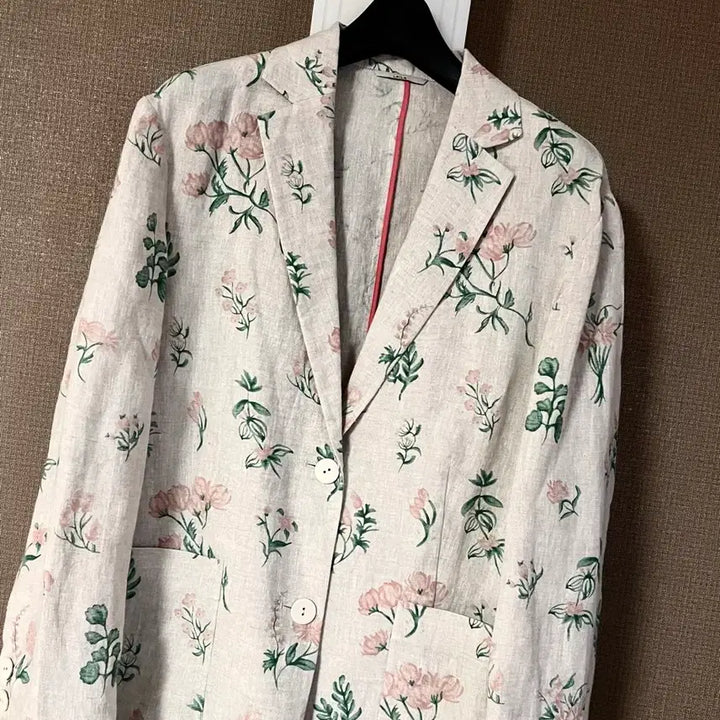 [BUNJANG] JEPHYUNG Laila Linen 100% Flower Pattern Jacket Oatmeal / 제평 라일라 LAILA 린넨 100% 플라워 패턴 자켓 오트밀 여름 고급