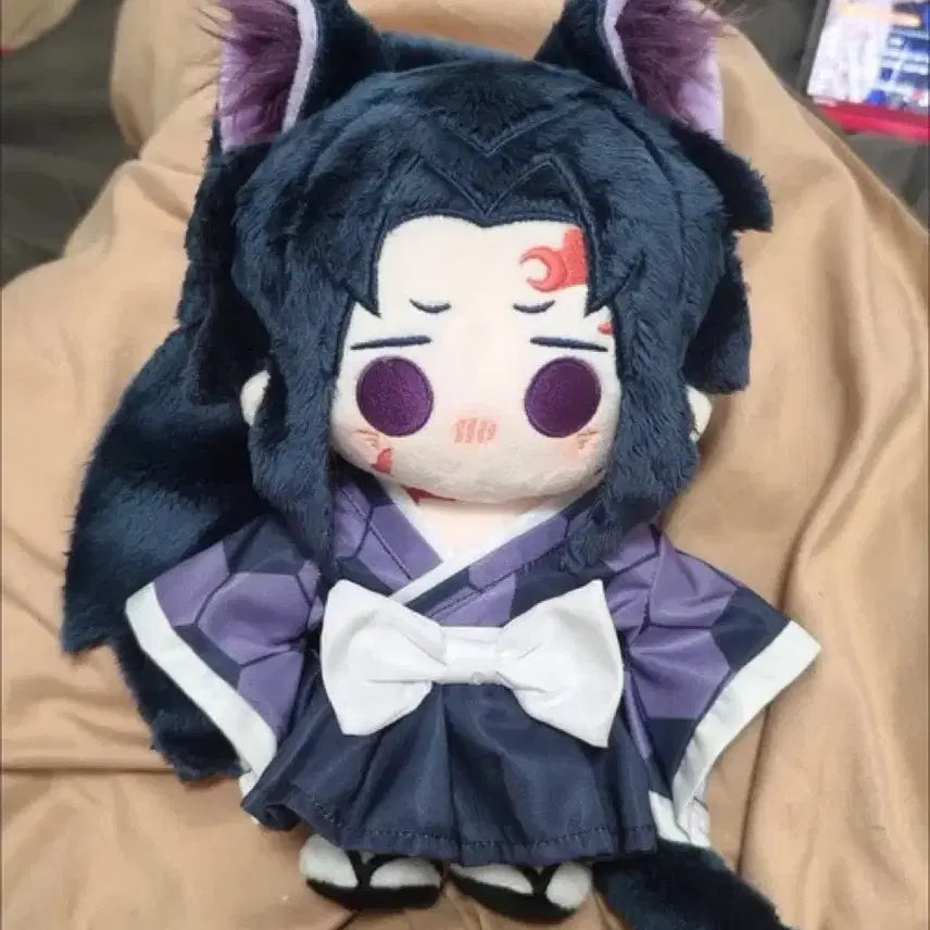 [BUNJANG] Demon Slayer Kokushibo Plush Doll 20cm Body + Outfit Set / 귀멸의칼날인형 코쿠시보인형 20깅뼈깅 바디+옷장