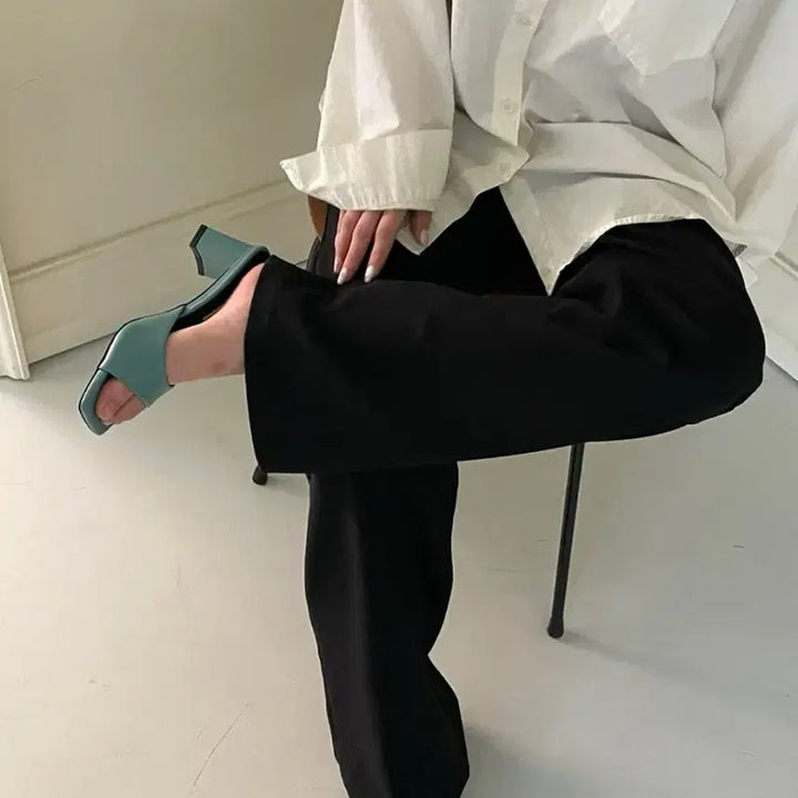 [BUNJANG] Green Leather Sandals (235) / 소가죽 그린 샌들 235