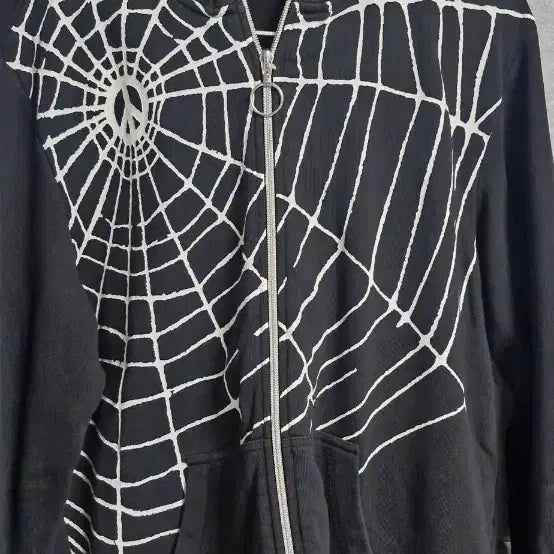 [BUNJANG] Moschino Black Spiderweb Print Zip-Up Hoodie / 모스키노 후드집업