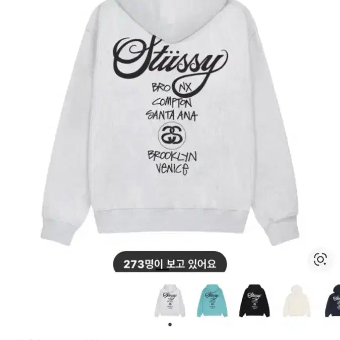 [BUNJANG] Stussy World Tour Hoodie Ash Heather / 스투시 월드투어 후드티 애쉬 헤더