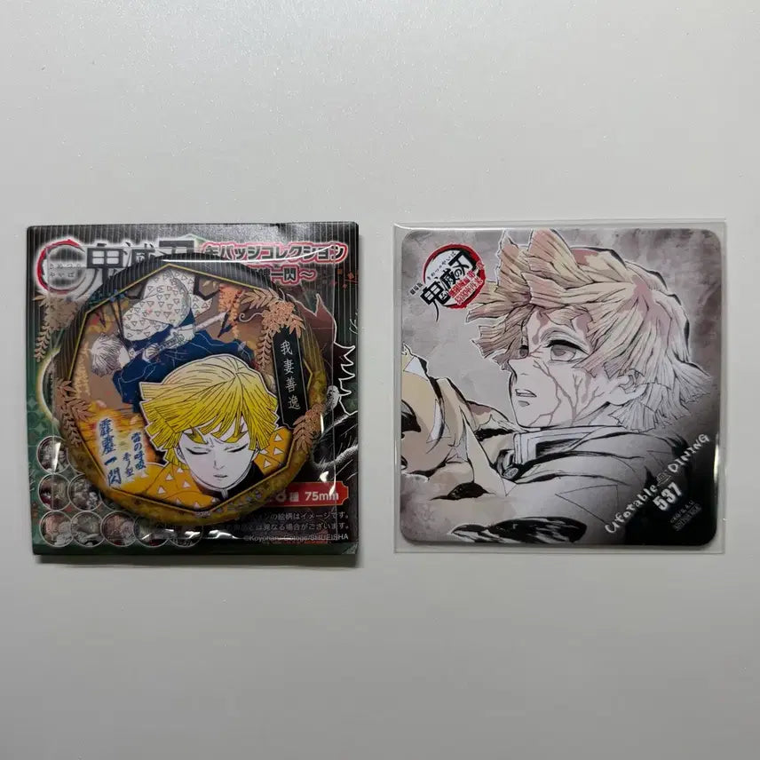 [BUNJANG] Demon Slayer Zenitsu Goods Badge + Coaster Bundle Set / (일괄) 귀멸의 칼날 젠이츠 굿즈 뱃지 + 코스터