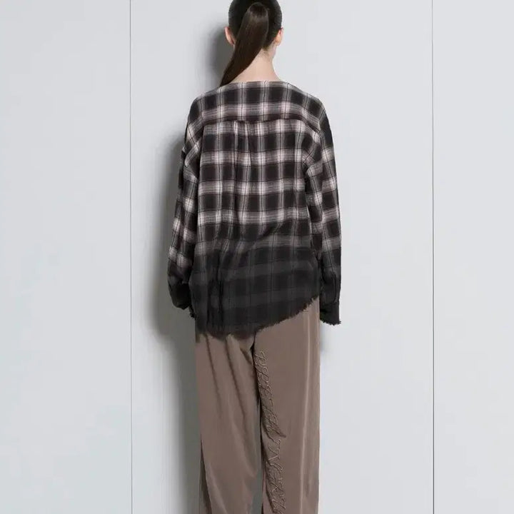 [BUNJANG] Breathingrule Shear Check Cardigan Brown Ombre / 브리딩룰 breathingrule 시어 체크 셔츠 가디건 브라운 옴브레