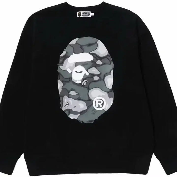 [BUNJANG] BAPE Black Camo Sweatshirt T-Shirt / BAPE 베이프 블랙 카모 맨투맨 티셔츠