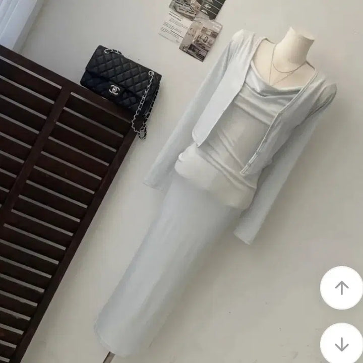 [BUNJANG] Drape Slip Cardigan Dress Set / 드레이프 슬립 가디건 원피스 세트