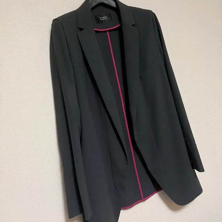 [BUNJANG] TIME Silk Colorblock Chiffon Summer Jacket Charcoal Black / 한섬 타임 TIME 실크배색 쉬폰 여름 자켓 차콜 블랙 정장오피스룩출근룩