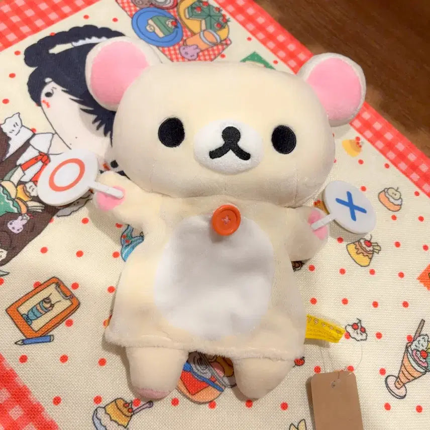 [BUNJANG] San-X Korilakkuma OX Quiz Hand Puppet Plush Doll / 고전 산엑스 코리락쿠마 핸드퍼펫 OX퀴즈 인형