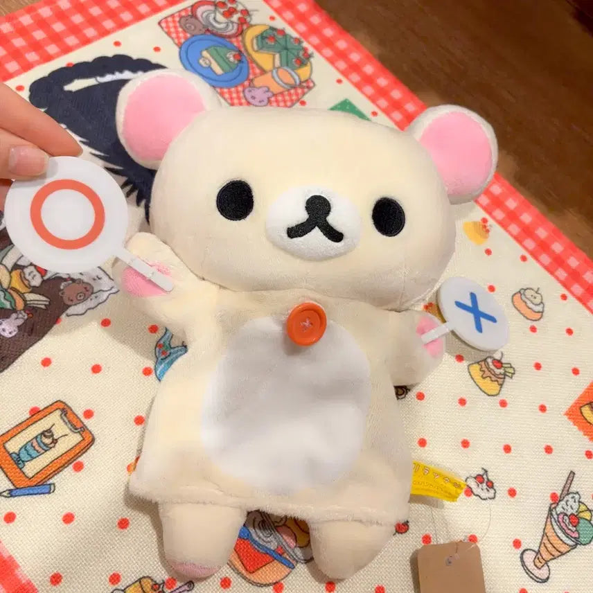 [BUNJANG] San-X Korilakkuma OX Quiz Hand Puppet Plush Doll / 고전 산엑스 코리락쿠마 핸드퍼펫 OX퀴즈 인형