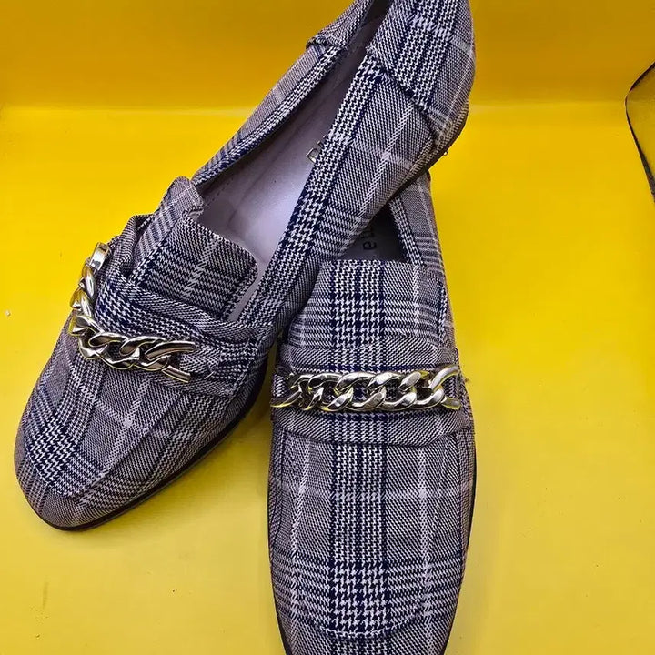 [BUNJANG] Renoma Classic Check Chain Loafers (245) / 레노마 클래식 체크 체인 로퍼 245