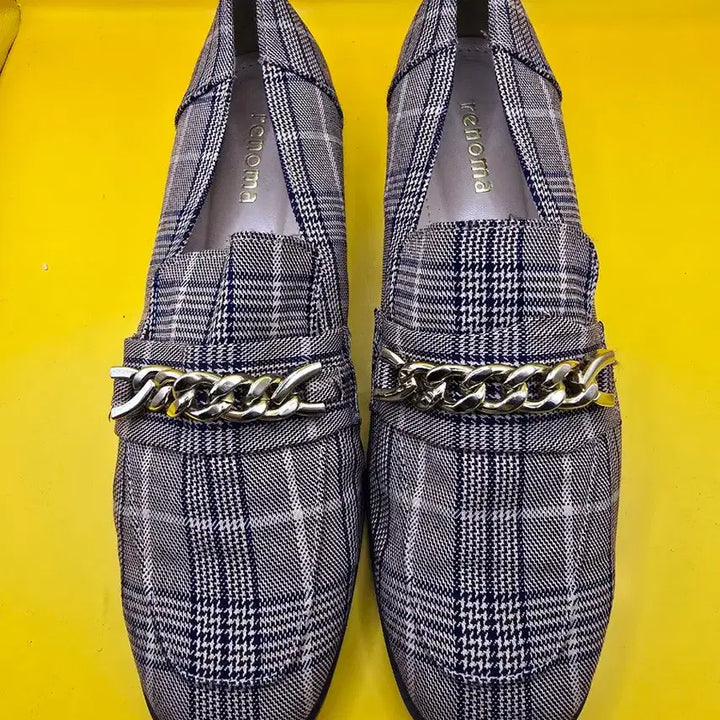[BUNJANG] Renoma Classic Check Chain Loafers (245) / 레노마 클래식 체크 체인 로퍼 245