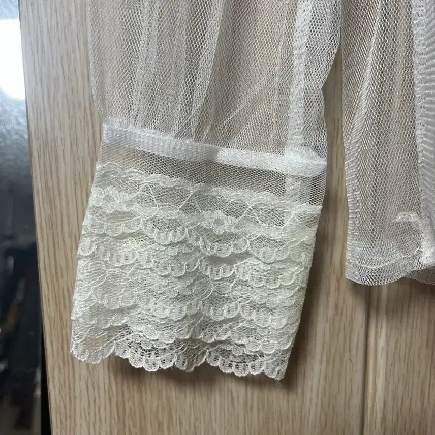 [BUNJANG] Sheer Lace Collar Blouse / 전체 시스루 레이스 카라 블라우스
