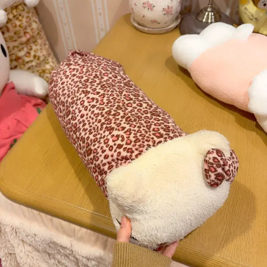 [BUNJANG] Sanrio Hello Kitty Leopard Pink Leopard Print Long Cushion Plush Doll / 고전 산리오 헬로키티 레오파드 핑크호피 롱 쿠션 인형