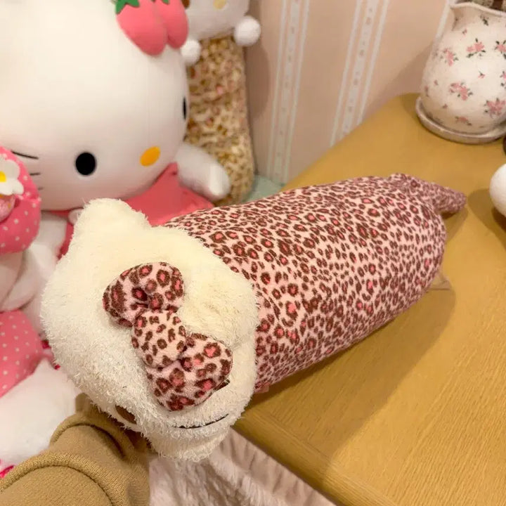 [BUNJANG] Sanrio Hello Kitty Leopard Pink Leopard Print Long Cushion Plush Doll / 고전 산리오 헬로키티 레오파드 핑크호피 롱 쿠션 인형