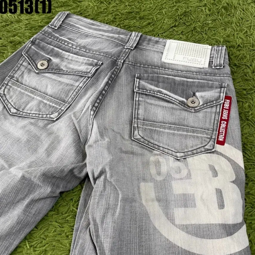 [BUNJANG] FUBU Gray Washing Denim Pants M / FUBU 후부 그레이 워싱 데님팬츠 M