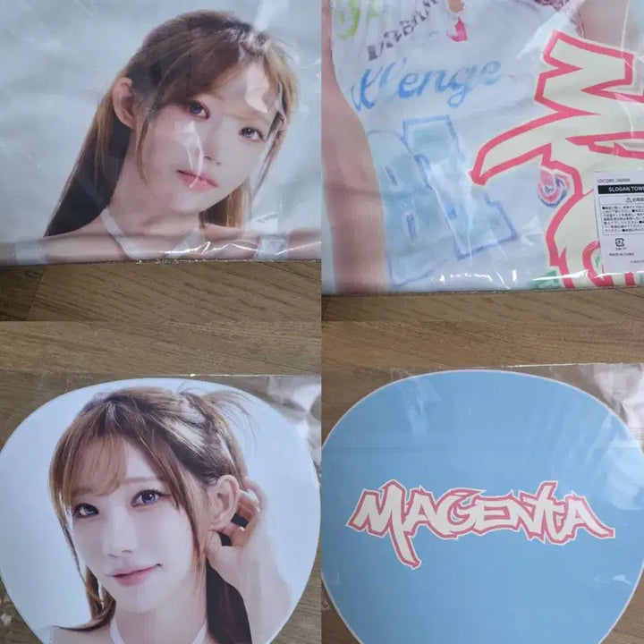 [BUNJANG] QWER World Tour Japan MD Magenta Slogan Towel &amp; Fan Set (Sealed) / 미개봉)QWER 월드투어 일본 MD 슬로건타월 부채 우치와 세트 마젠타
