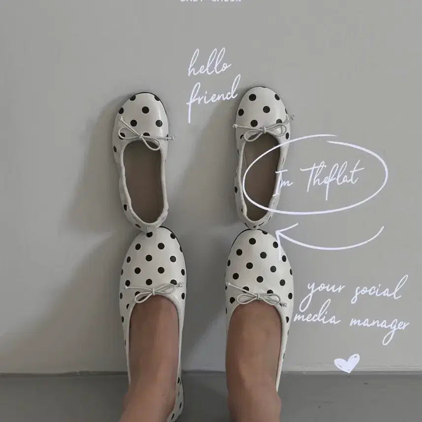 [BUNJANG] Callang White Dot Flats / 깔랑 화이트 도트 플랫