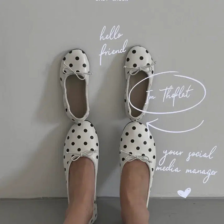 [BUNJANG] Callang White Dot Flats / 깔랑 화이트 도트 플랫