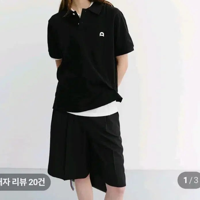 [BUNJANG] Dunst Logo Black Short-Sleeve Polo T-Shirt / 던스트 로고 블랙 반팔 폴로티
