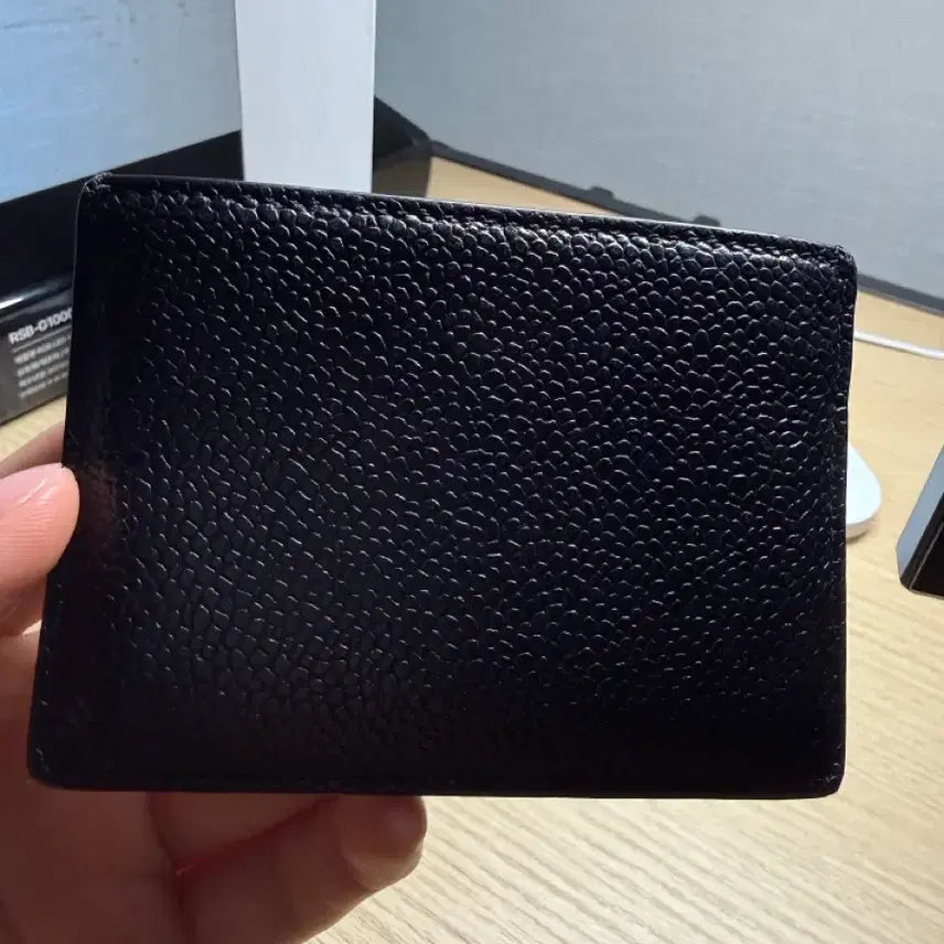 [BUNJANG] Thom Browne 4-Bar Pebble Grain Calfskin Card Holder Black / [정품100%]톰브라운 카드지갑