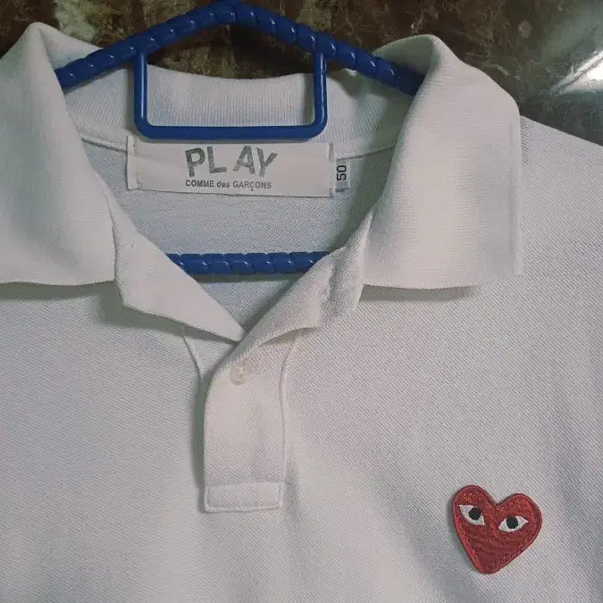 [BUNJANG] Comme des Garçons Play White Short Sleeve Polo T-Shirt / 꼼데가르송 플레이 흰색 반팔 폴로티셔츠