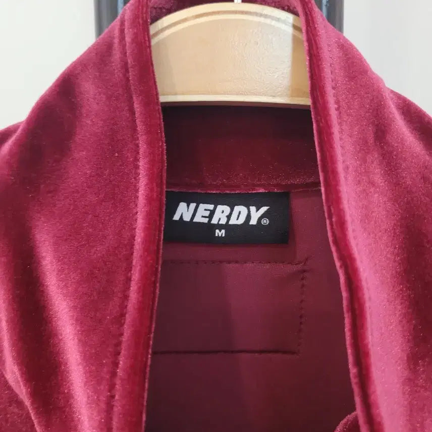 [BUNJANG] NERDY Velvet Track Top Burgundy Black Line Oversized M / 널디 벨벳 트랙탑 버건디+블랙 라인 오버핏 M사이즈
