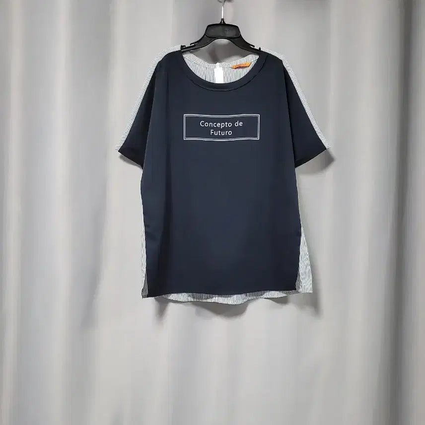 [BUNJANG] JISEN Printing Short Sleeve T-Shirt Navy Stripe / 지센 프린팅 반팔 티셔츠 네이비 스트라이프