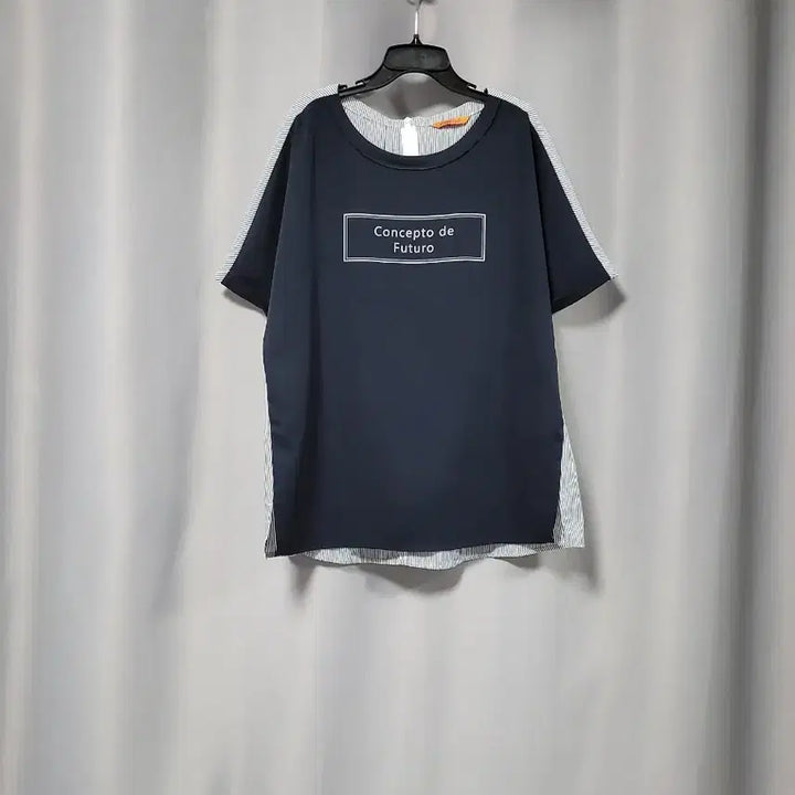 [BUNJANG] JISEN Printing Short Sleeve T-Shirt Navy Stripe / 지센 프린팅 반팔 티셔츠 네이비 스트라이프
