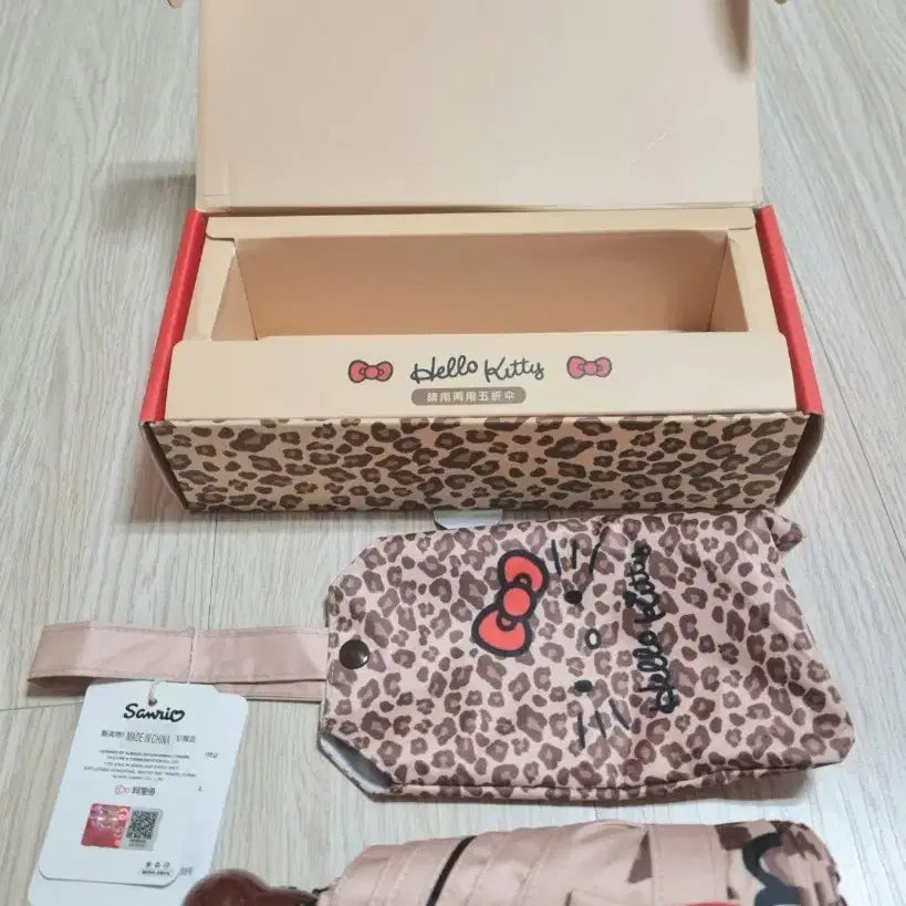 [BUNJANG] Hello Kitty Leopard Print Umbrella/Parasol with Case / 헬로키티 레오파드 우산/양산 + 케이스