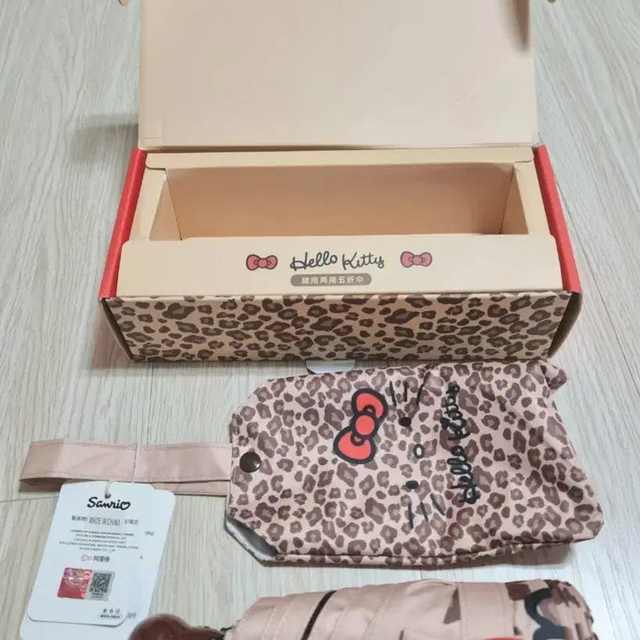 [BUNJANG] Hello Kitty Leopard Print Umbrella/Parasol with Case / 헬로키티 레오파드 우산/양산 + 케이스
