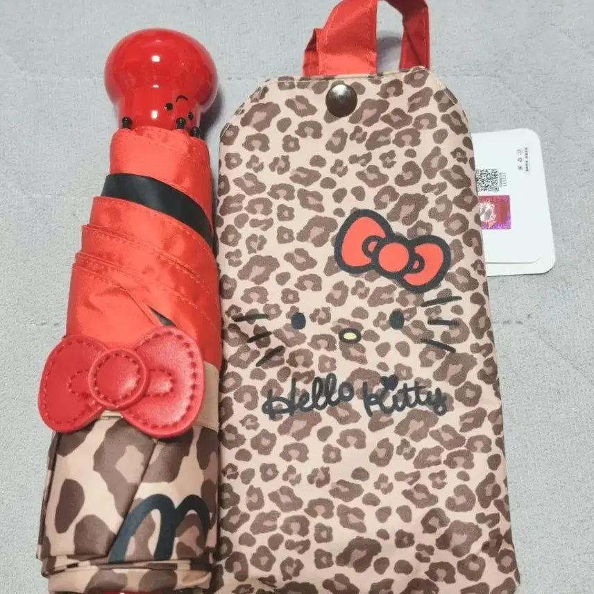 [BUNJANG] Hello Kitty Leopard Print Umbrella/Parasol with Case / 헬로키티 레오파드 우산/양산 + 케이스