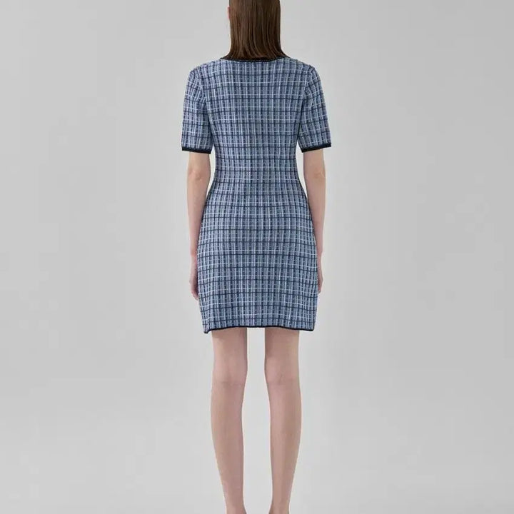 [BUNJANG] Atelier Nine Tweed Stitch Point Knit Dress / 아틀리에나인 트위드 스티치 포인트 니트 원피스 55~66