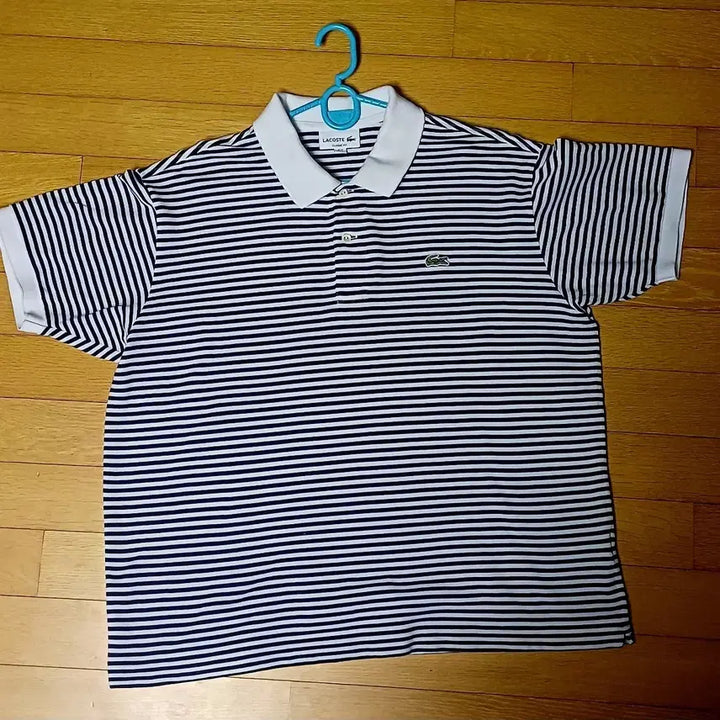 [BUNJANG] Lacoste Striped Short Sleeve Polo Shirt / 라코스테 스트라이프 반팔 카라티