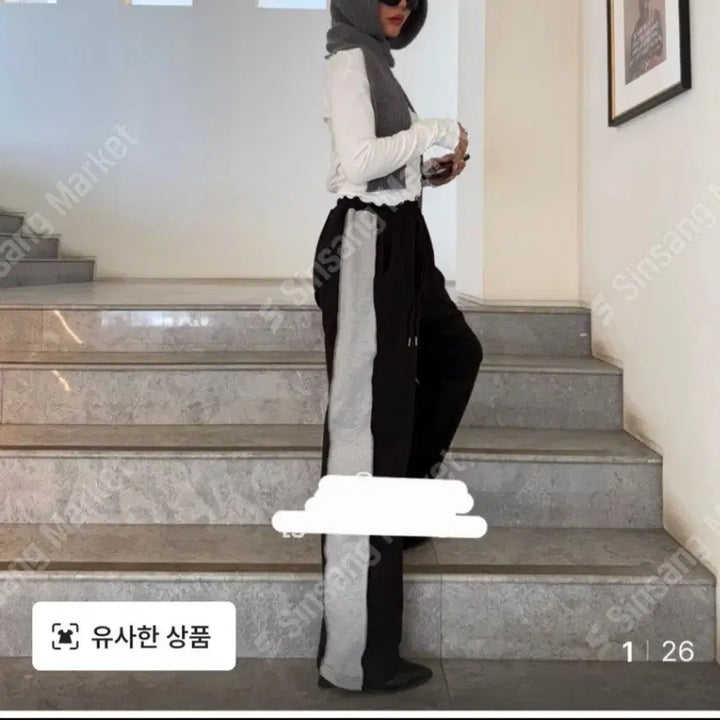 [BUNJANG] Gray/Black Side Line Training Pants / 회색/블랙 사이드 라인 트레이닝 바지