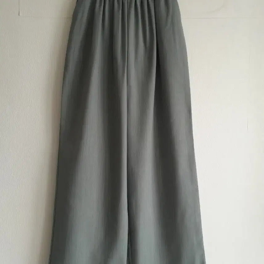 [BUNJANG] Light Khaki Waist Banding Band Wide Pants / 연카키 허리밴딩 와이드 팬츠