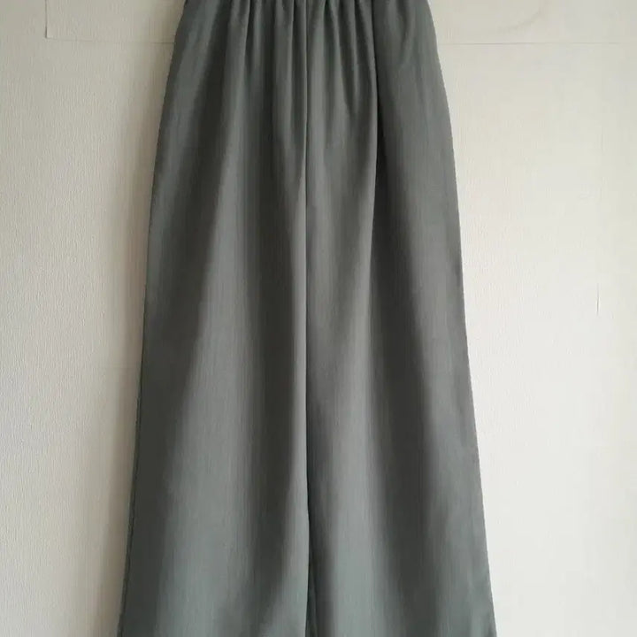 [BUNJANG] Light Khaki Waist Banding Band Wide Pants / 연카키 허리밴딩 와이드 팬츠