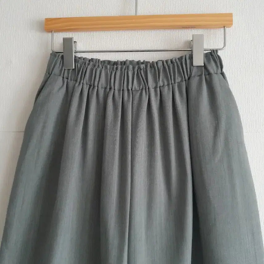 [BUNJANG] Light Khaki Waist Banding Band Wide Pants / 연카키 허리밴딩 와이드 팬츠