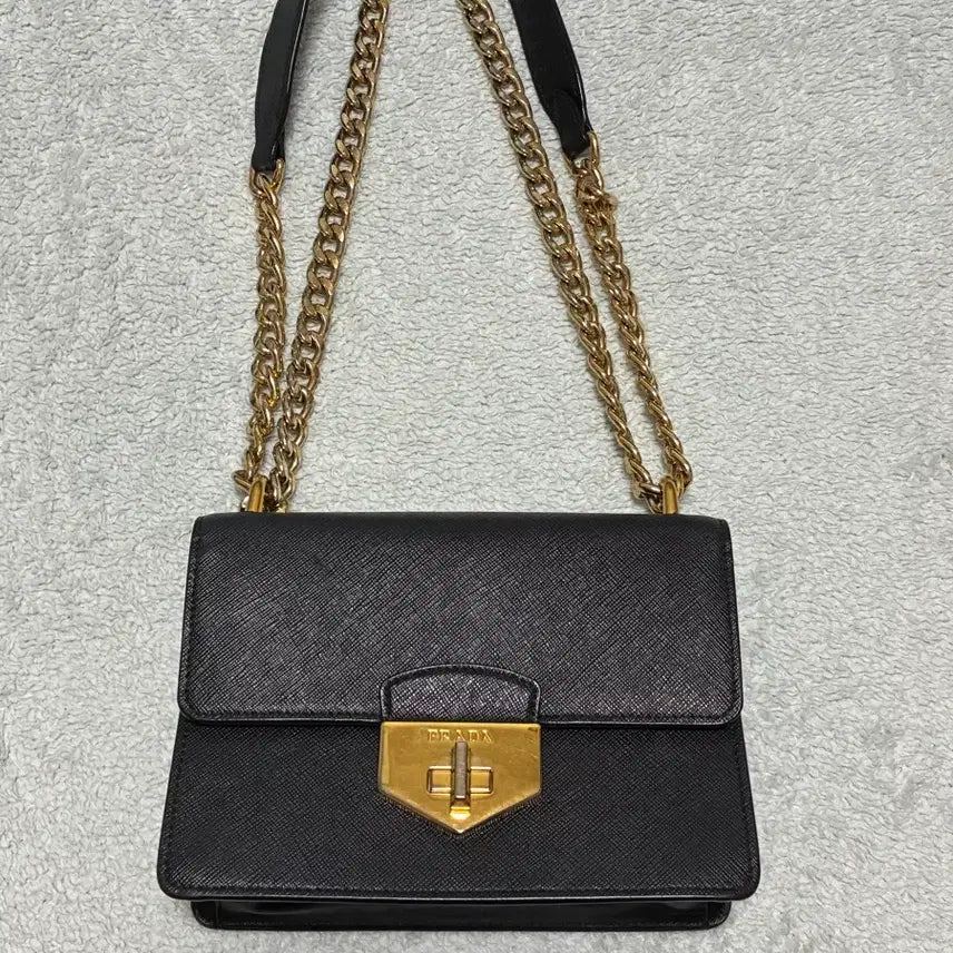 [BUNJANG] Prada Saffiano Chain Shoulder Bag Black / (정품)프라다 사피아노 체인 숄더백 블랙
