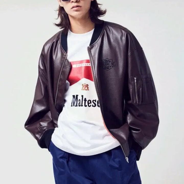 [BUNJANG] Beyond Closet Motorcycle Vegan Leather Jacket Brown / 비욘드클로젯 beyond closet 모터사이클 비건 레더 잠바 브라운
