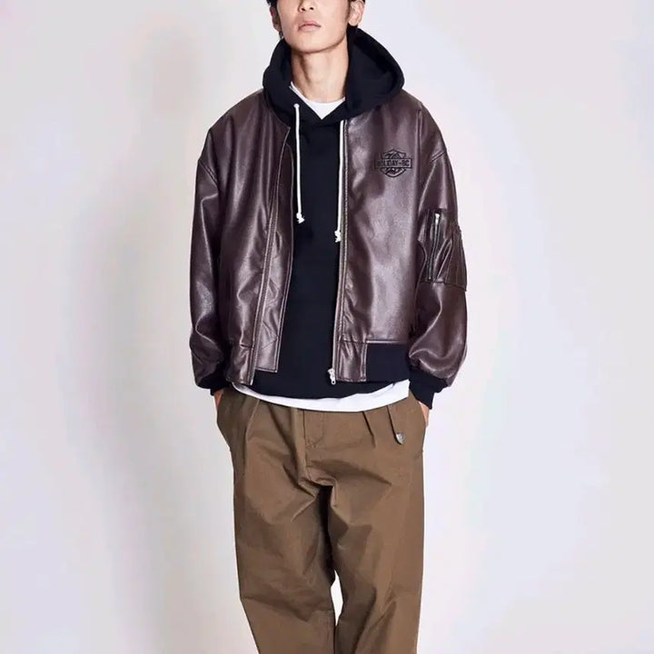 [BUNJANG] Beyond Closet Motorcycle Vegan Leather Jacket Brown / 비욘드클로젯 beyond closet 모터사이클 비건 레더 잠바 브라운